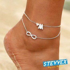 26 Letter Anklet Heart Infinity Silver Color Women